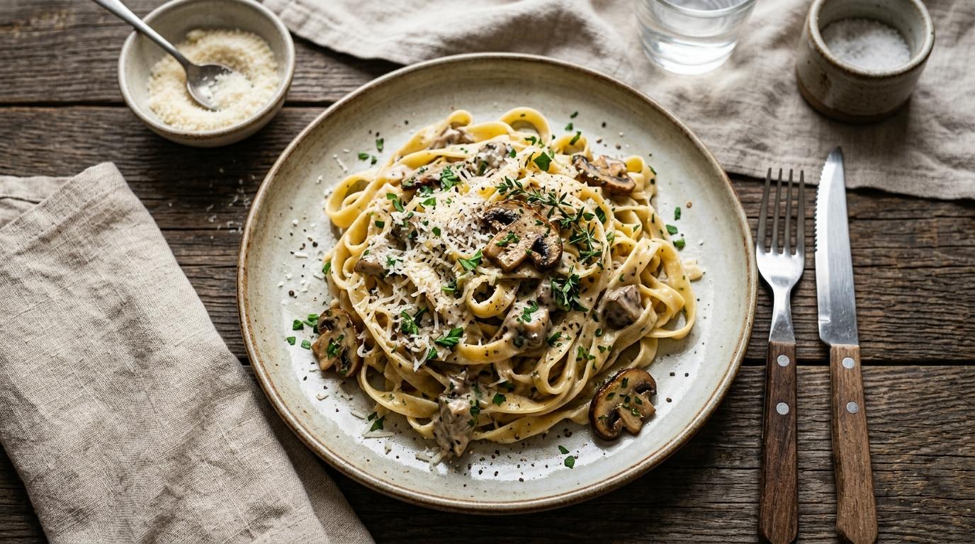 Kremalı Mantarlı Soslu Makarna Tarifi