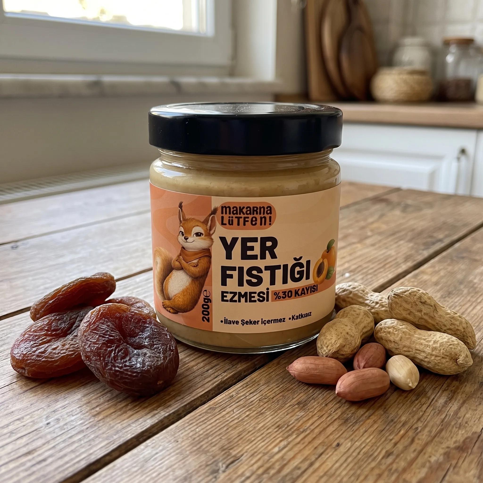 Makarna Lütfen Gün Kurusu Kayısılı Yer Fıstığı Ezmesi (200g) - %30 Meyve Oranı