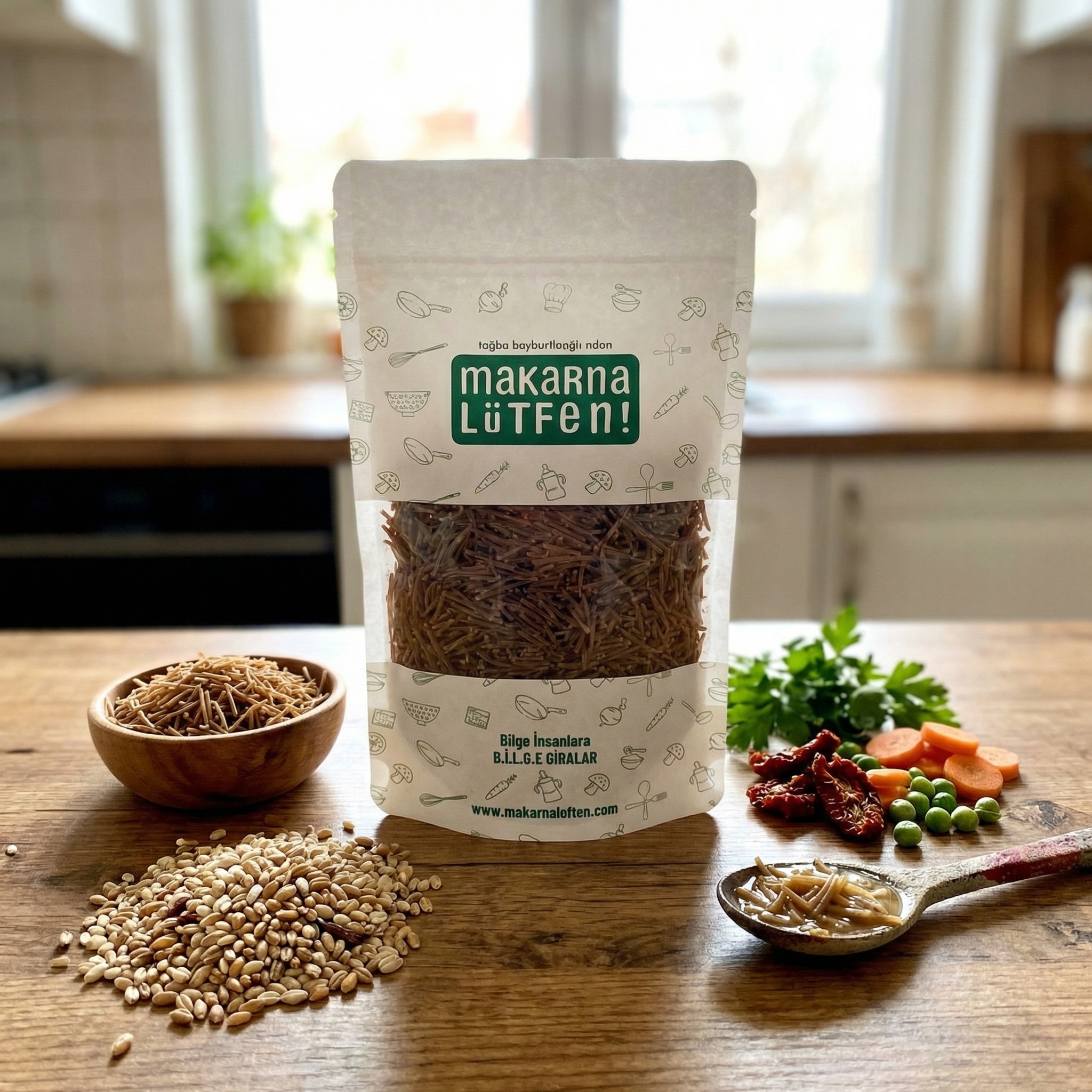 Bilge Mutfağım Organik Tam Tahıllı Sebzeli Tel Şehriye 200 gr - Sağlıklı ve Lezzetli Alternatif