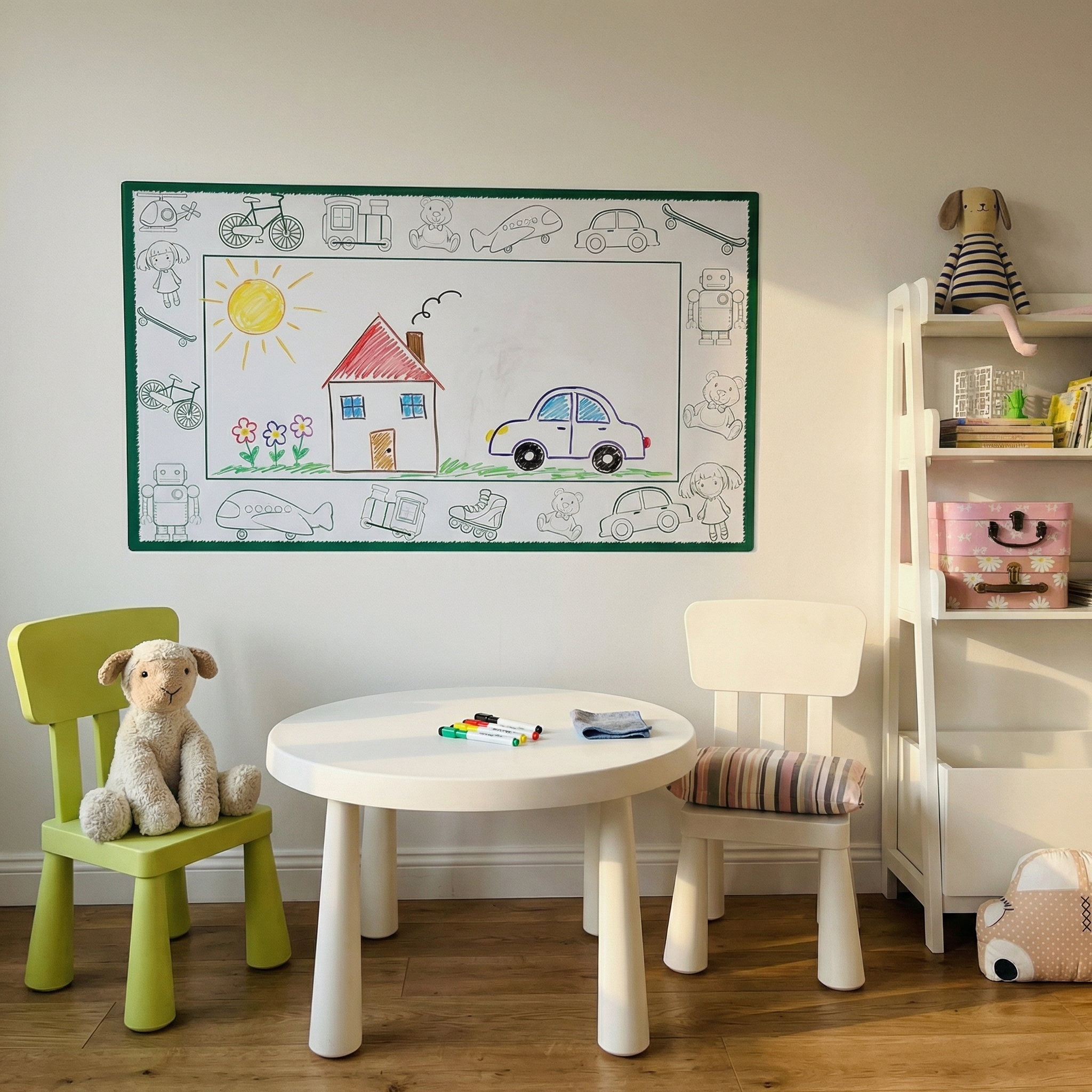 Çocuklar İçin Sihirli Statik Yeniden Kullanılabilir Boyama Tahtası (56x98 cm) - İz Bırakmayan Yapışkansız Teknoloji