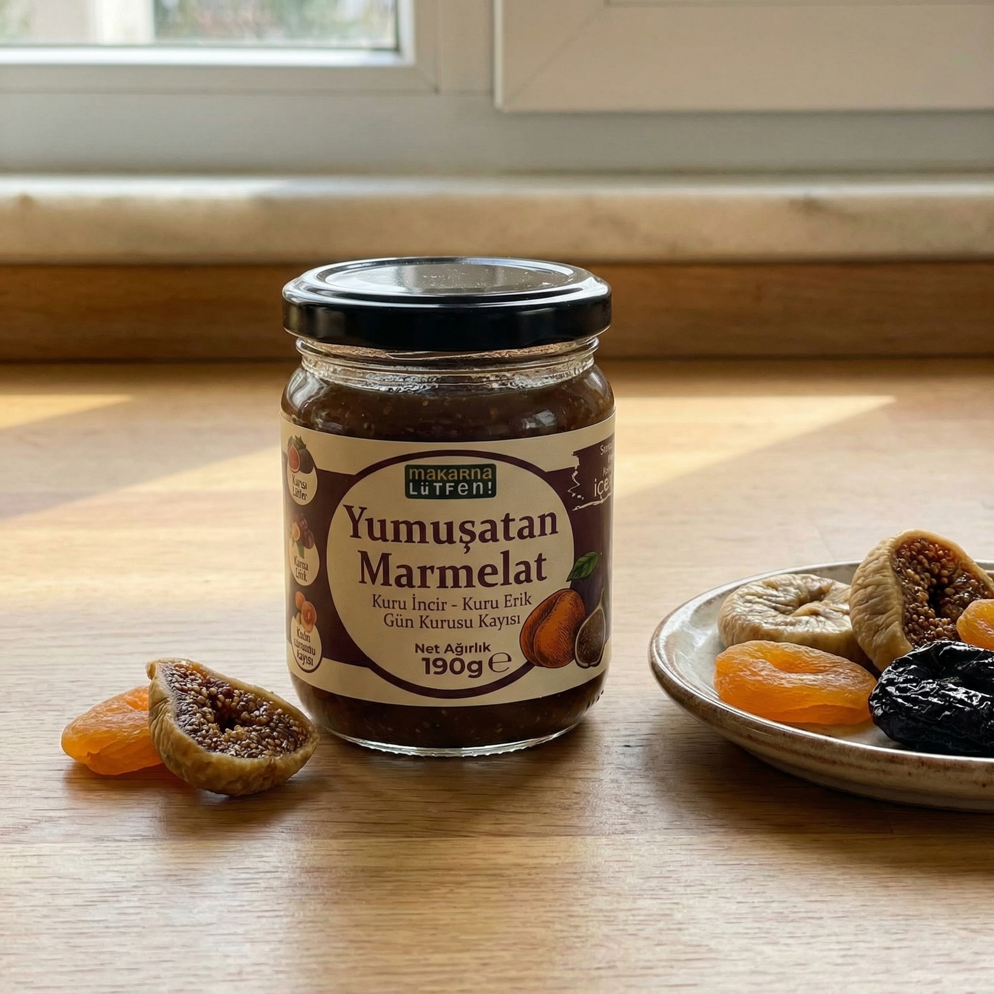 Doğal Şifa: Bağırsak Dostu Kuru Meyve Marmelatı (İncir, Kayısı, Erik - 190g)