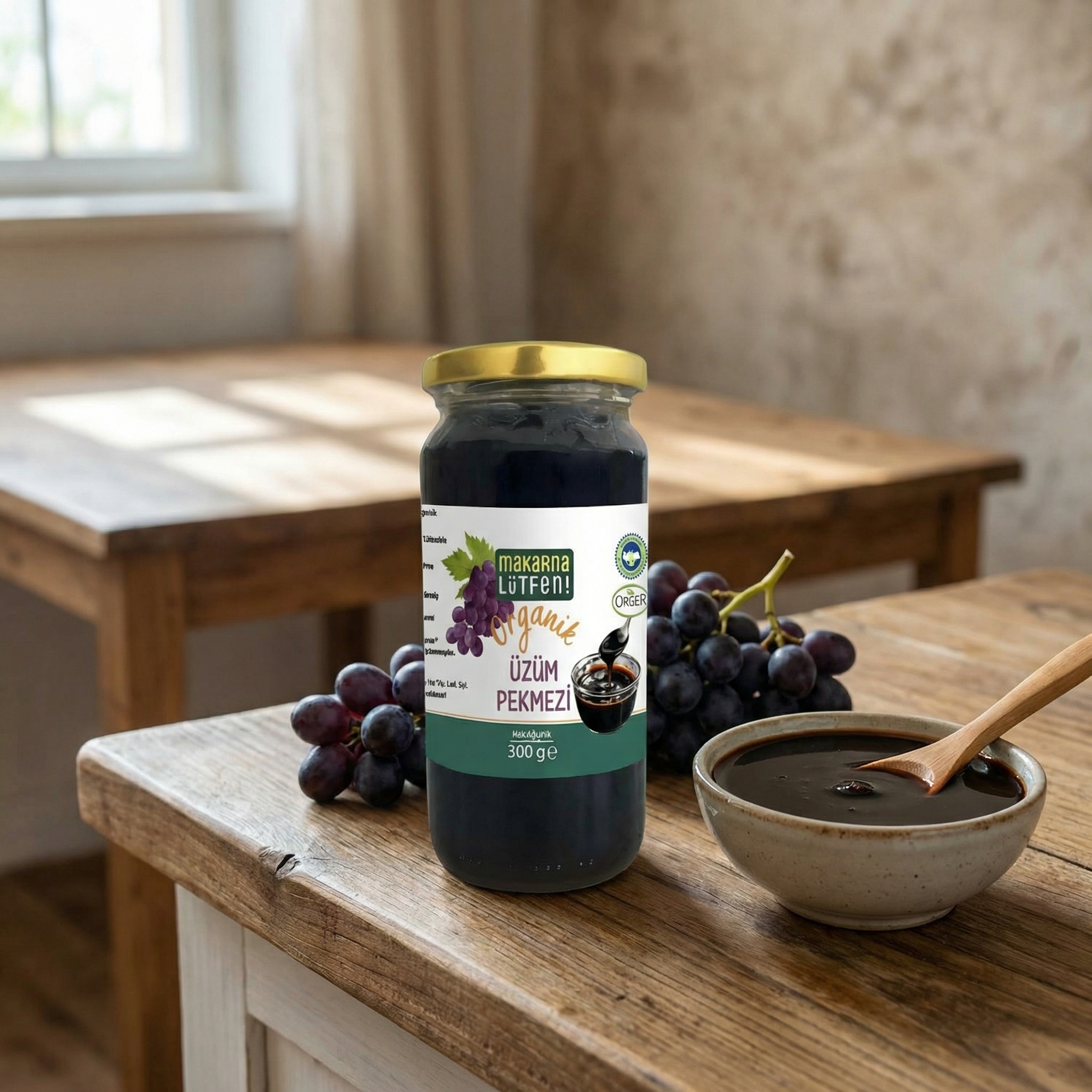 Doğal ve Katkısız Organik Üzüm Pekmezi - 300g Saf Lezzet