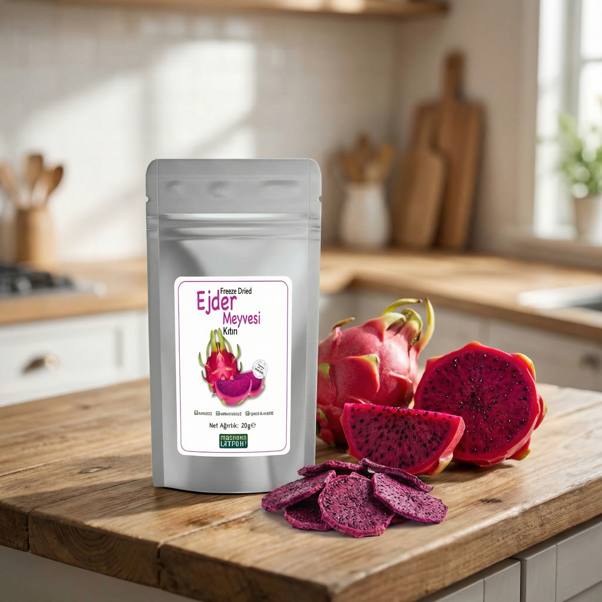 Dondurulmuş Kurutulmuş Ejder Meyvesi Cipsi - Doğal Şekerli Lezzet 20g