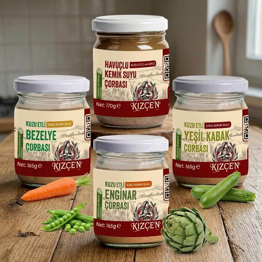 Kızçen Kaliteli 4'lü Kuzu Etli İlikli Çorba Paketi - Sağlık ve Lezzet Bir Arada