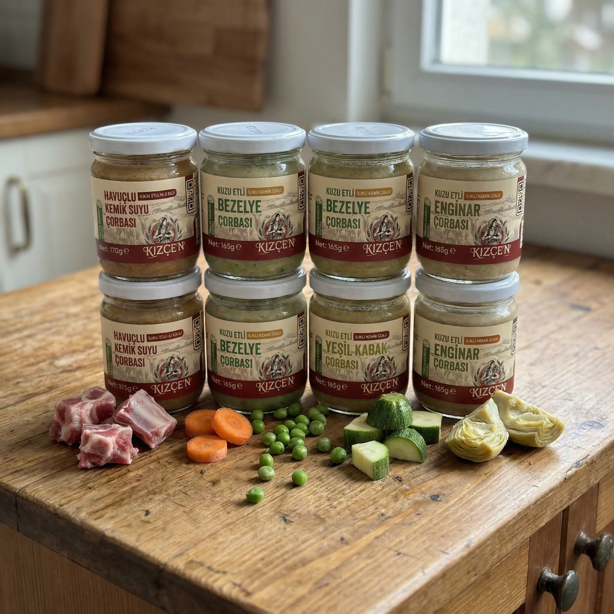 Kızçen Kuzu Etli İlikli Çorba 8'li Paket: Sağlık ve Lezzetin Buluştuğu 4 Farklı Tat