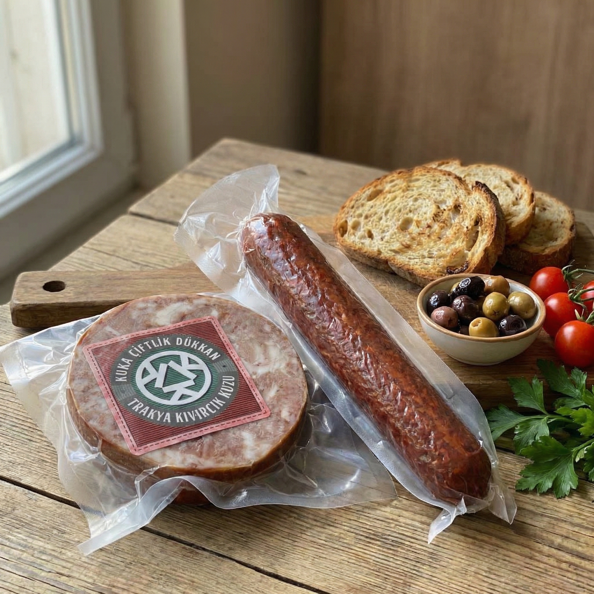 Kuka Çiftliği Gurme Kahvaltı ve Ana Yemek Seti: Katkısız Sucuk & Trakya Kuzu Kavurma