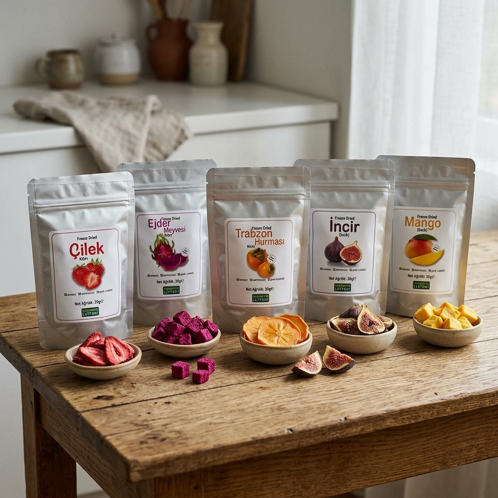 Lezzet Dolu 5'li Kuru Meyve Cipsi Freeze Dried Seti - Sağlıklı Atıştırmalık