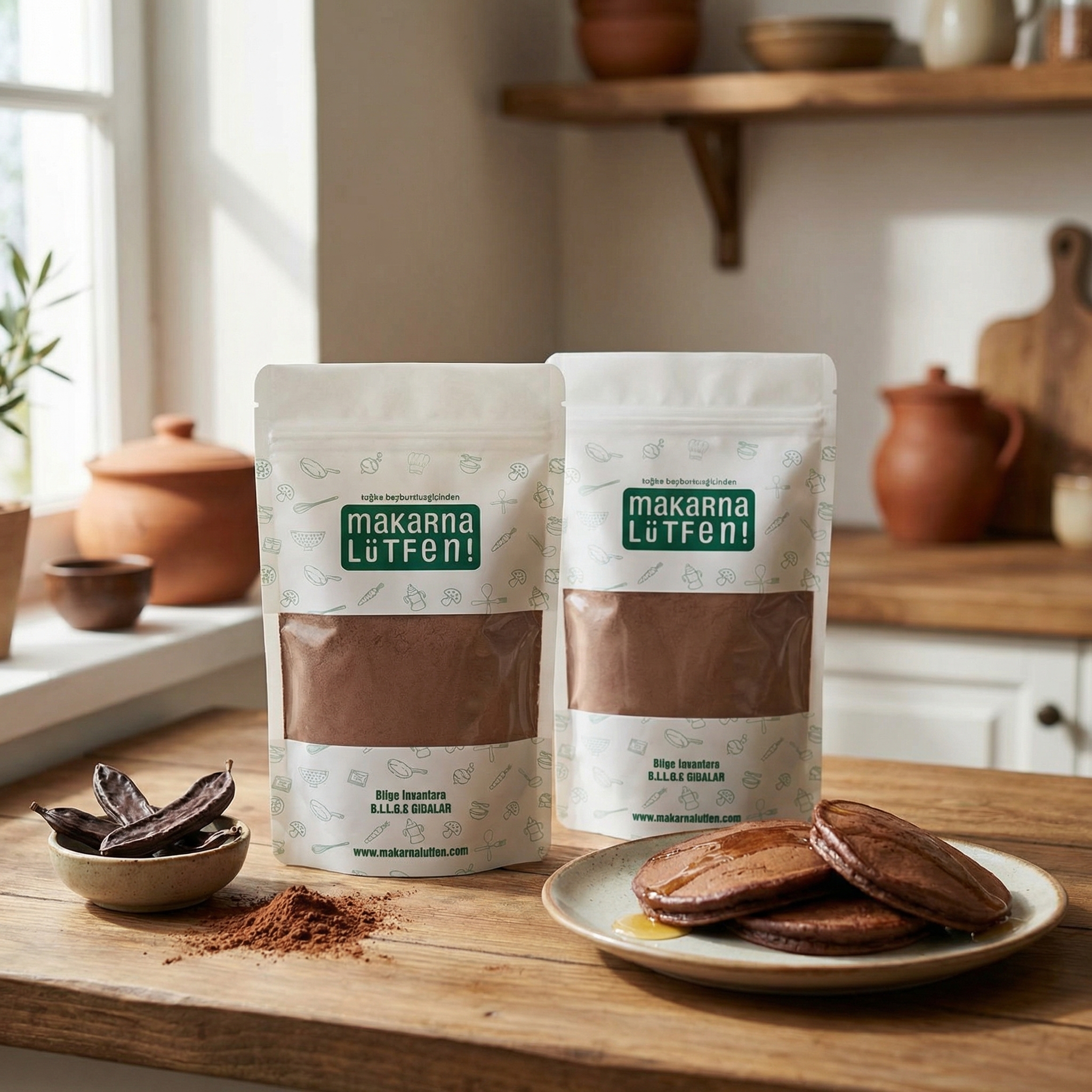 Sağlıklı Kahvaltıların Vazgeçilmezi: 2'li Paket Kakaolu Keçiboynuzlu Pankek Karışımı (2x235g)