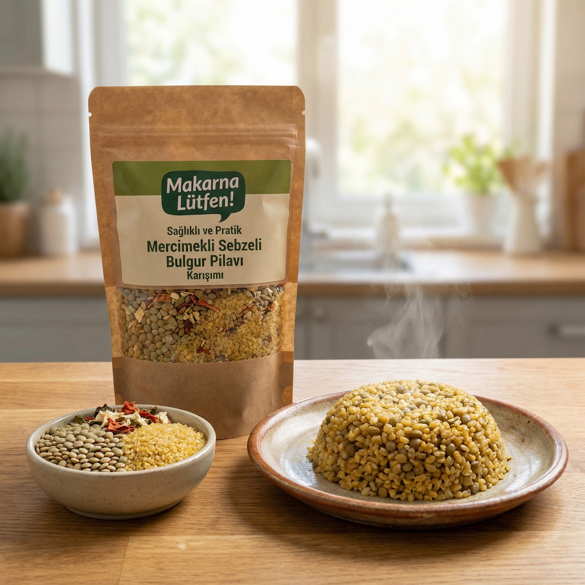 Sağlıklı ve Pratik Mercimekli Sebzeli Bulgur Pilavı Karışımı (250 gr) - Bilge Mutfağım