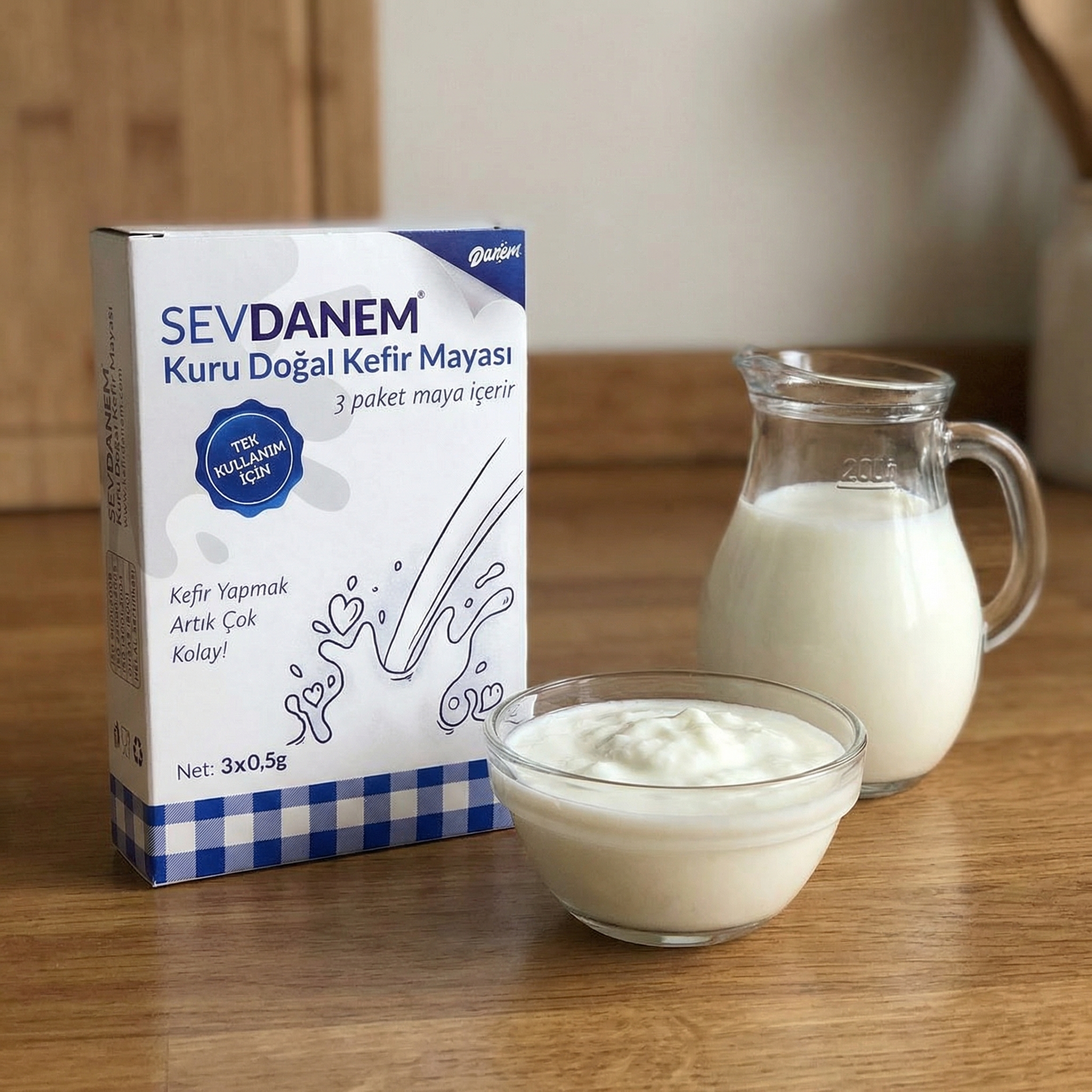 SevDanem Hazır Kefir Mayası Seti (3x0.5gr) - Evde Doğal Kefir Keyfi