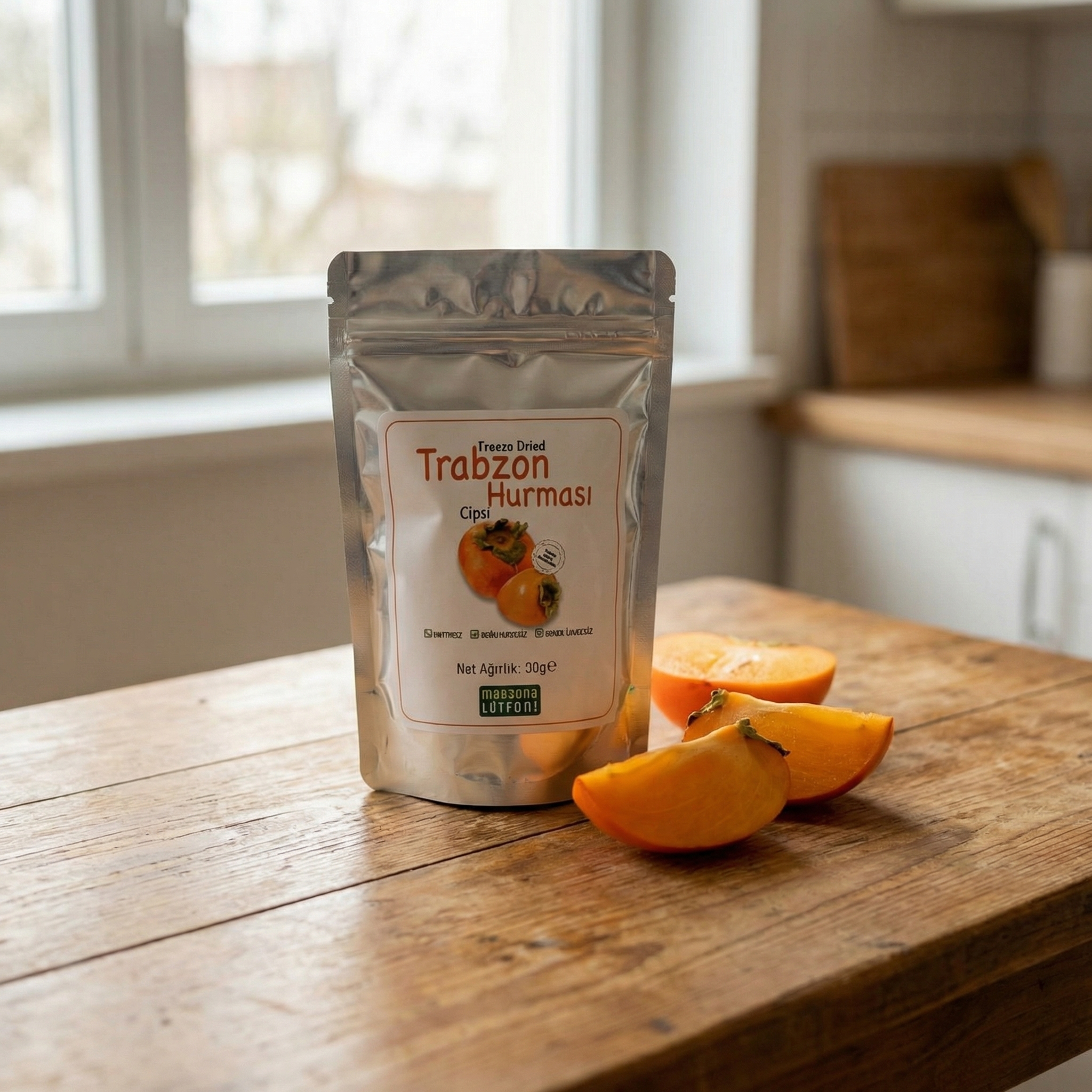 Trabzon Hurması Cipsi - Doğal Enerji Kaynağı (Dondurularak Kurutulmuş, 30g)